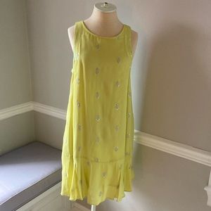 Lime Green drop waist mini dress. Sequins